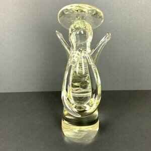 Clear Art Glass Angel Figurine Tall Halo Detailed Wings Religious Spiritual